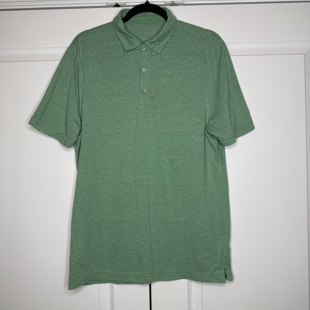 Banana Republic Polo‎ Shirt Mens Large Green Vintage Short Sleeve Jersey Knit